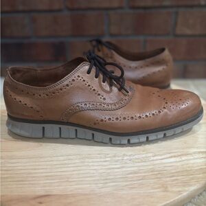 COLE HAAN ZEROGRAND WINGTIP OXFORD CLASSIC MENS BROWN LEATHER SHOES SIZE 11